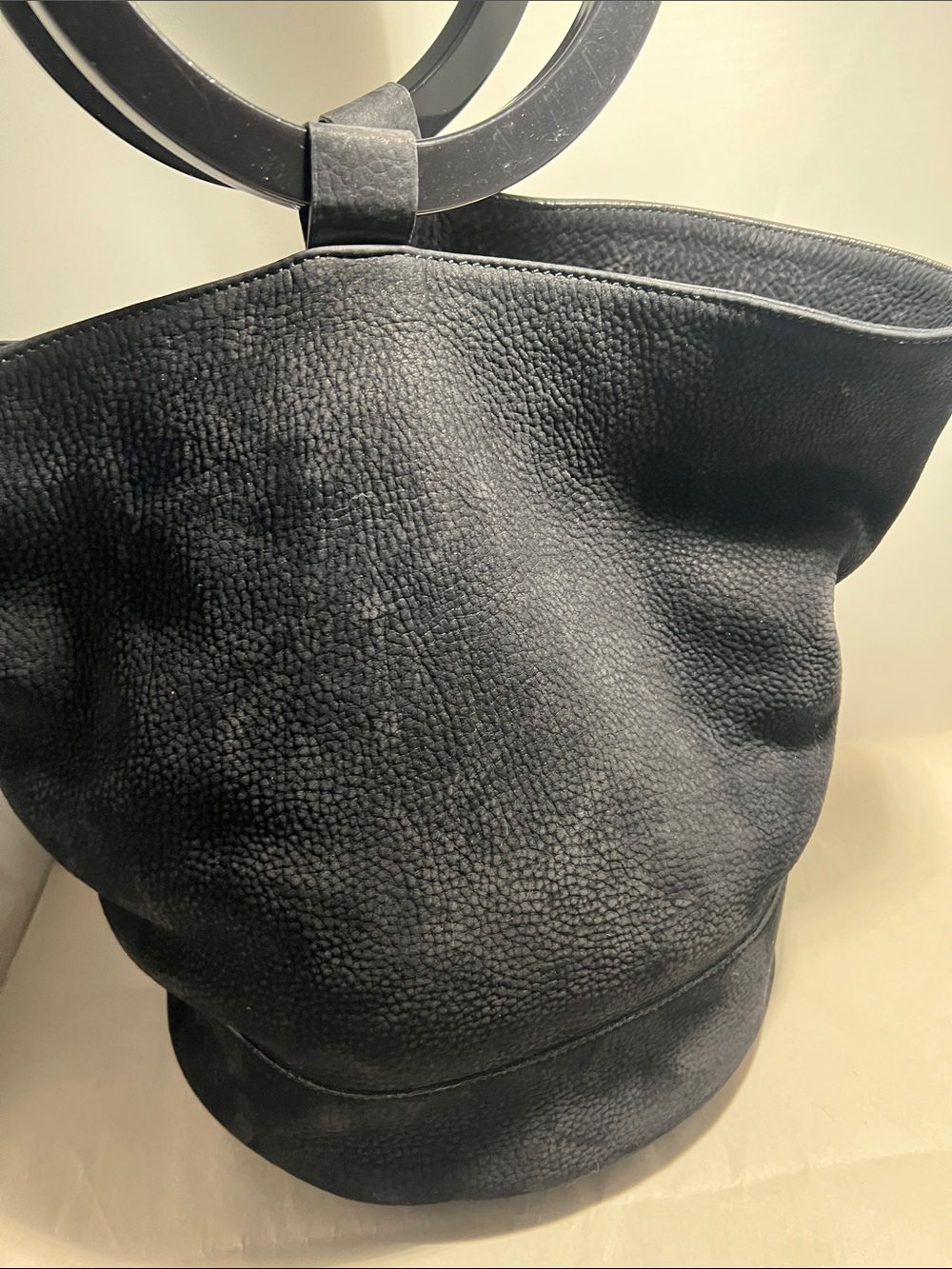 Simon Miller Black Textured Leather Tote with Circular Handle authentic size L